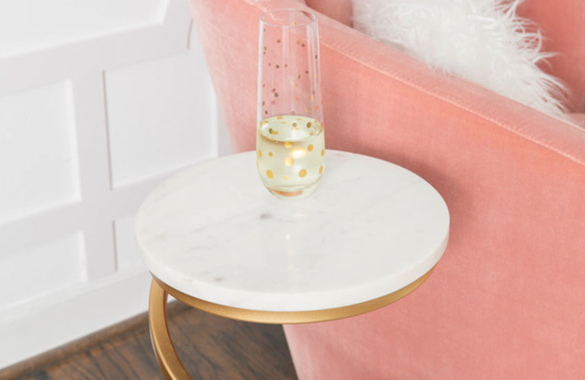 Metal and marble side table