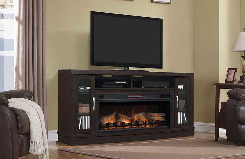 Large TV stand and Fireplace